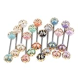 Baoblaze 12 PCS Wholesale 16G Tongue Rings Barbells Assorted Colors