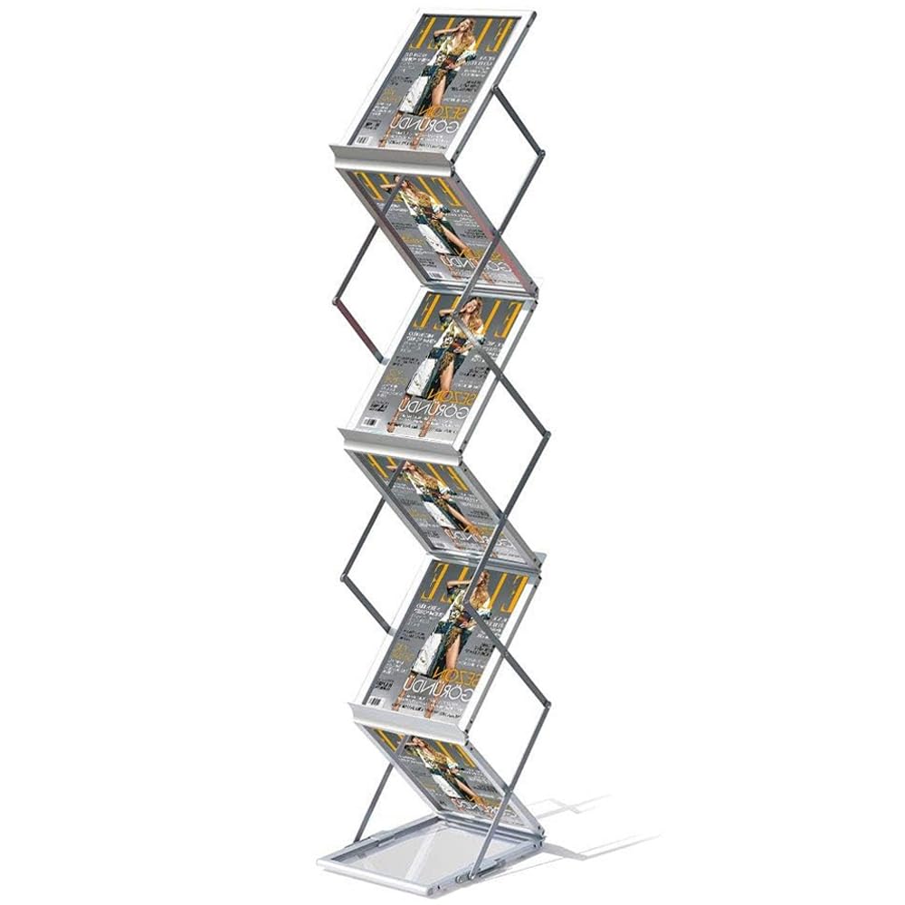 VAIIGO 36.5x25x155cm A4 Portable Folding Brochure Display Stand Double Sided Shelves with 6 Pockets, Magazine Rack Trade Show (Black, A4)
