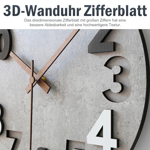 Stellarize Wall Clock Without Ticking Noises Modern Wooden 3D Kitchen Clock for Living Room Children's Room Office (30 cm)