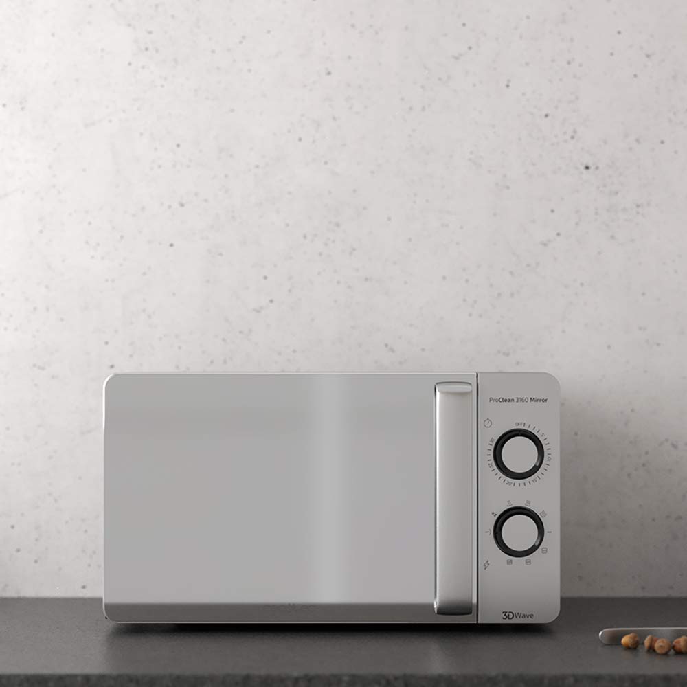 Cecotec Microondas ProClean 3160-Mirror, 20 L,Ready2Clean-Beschichtung, 800 W-Grill,9 Stufen, 30min-Timer, 3 D Wave-Technologie,Silber,verspiegelte Tür. 5