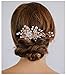 SWEETV Bridal Hair Comb Rhinestone Wedding Hair Accessories Pearl Hair Clip for Bride Bridesmaid, Rose Gold