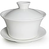 Liang baobao Gaiwan Chinese Tea Cup 200ml White Porcelain Teacups | Traditional Tea Cups with Lid and Saucer Gongfu Tea Set