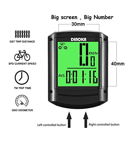 Super LCD Screen Wireless Waterproof Bike Computer - Black