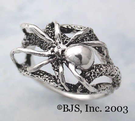 Black Widow Spider Ring - Sterling Silver Animal Jewelry