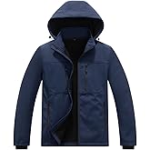 KVE Men's Softshell Jacket with Hood Waterproof Windbreaker Lightweight Rain Shell Jacket for Outdoor Hiking