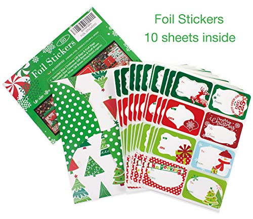 80-Count Foil Christmas Gift Tags Stickerï¼Œ8 Jumbo Designs - Xmas to from Christmas Stickers Name Tags Write On Labels - Holiday Present Labels