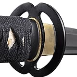 Deal of the Day - Stainless Steel Unsharpened Iaido Training Katana Sword, Handmade, Full Tang, Black Scabbard