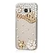 S7 Edge Case,Samsung Galaxy S7 Edge Case - Mavis's Diary 3D Handmade Bling Crystal Golden Crown Flowers with Shiny Sparkle Diamonds Rhinestone Elegant Design Clear Case Hard PC Cover