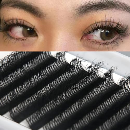 HBZGTLAD 12 Lines/Tray Silk Eyelash Extensions, D Curl 0.10mm/12mm False Lashes 3D mink eyelashes with professional eyelash glue (12 Rows10-15mix)