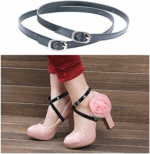 Camix Women's Detachable PU Leather Shoe Straps,High Heels Anti-loose Shoelace Accessories (black) by Camix