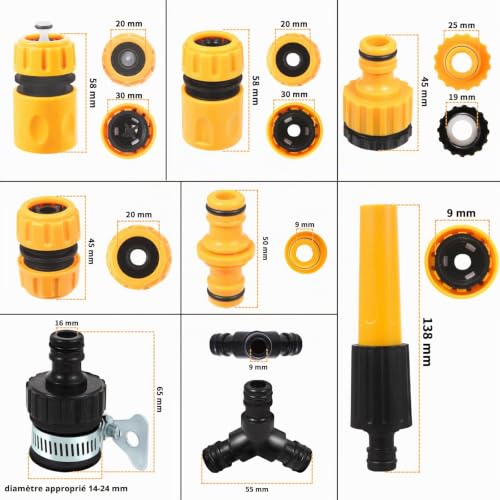 Quick Connector Hose 19 mm Hose Connector 16 Pieces | Garden Hose Fittings Parts and Fittings 1/2 in 3/4 in Watering Hose Nozzle for Garden Watering Car Wash