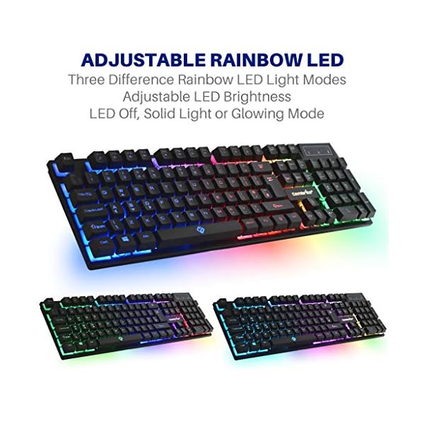 Combrite-Raptor-Gaming-Keyboard-And-Mouse-Set-With-Large-Mouse-Pad-Rainbow-LED-USB-Wired-Desktop-Combo-English-UK-Layout Combrite Raptor Gaming Keyboard And Mouse Set With Large Mouse Pad, Rainbow LED, USB Wired Desktop Combo, UK Layout, For…