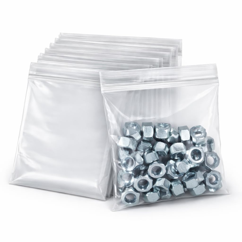 Sabco- 100 Grip Seal Bags 5" X 8" HEAVY DUTY 300 Gauge | Reusable Strong Zip Lock | Small Clear Resealable Plastic Bags | Polythene Packaging For Food Storage Jewellery Write On Resealable Bags Small