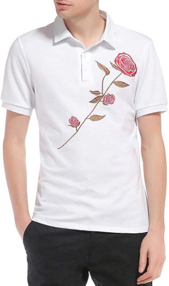 camisetas con rosas bordadas hombre