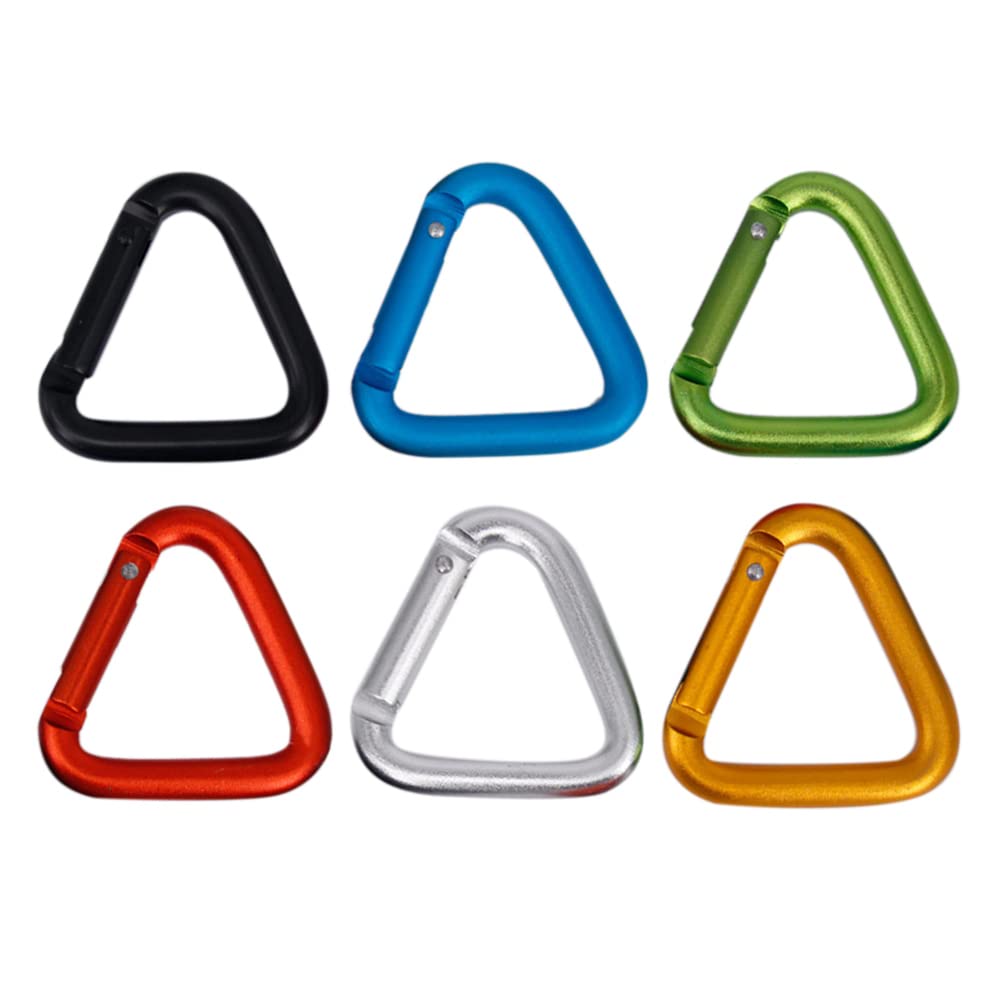 XIZONLIN 6Pcs Aluminum Alloy Outdoor Triangular Carabiner Locking Carabiner Clip Keychains for Backpack Water Bottle Camping Hiking Traveling Durable
