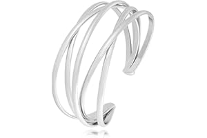 FUTIMELY Boho Chunky Cuff Bracelet for Women,Gold/Silver/Rose gold Multi-layer Cross Wire Bangle Bracelets Open Adjustable Wide Cuff Bracelet Fashion Statement Jewelry