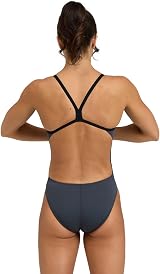 ARENA Women's Solid Challenge Team Swimsuit Asphalt Black view 2