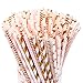 Hiware 200-Pack Pink/Gold Party Paper Straws - 8 Different Patterns Pink Straws/Gold Straws for Party, Birthday, Wedding, Bridal Shower, Baby Shower Supplies and Decorations