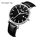 SONGDU Men's Ultra-Thin Quartz Analog Date Wrist Watch with Black Leather Strap