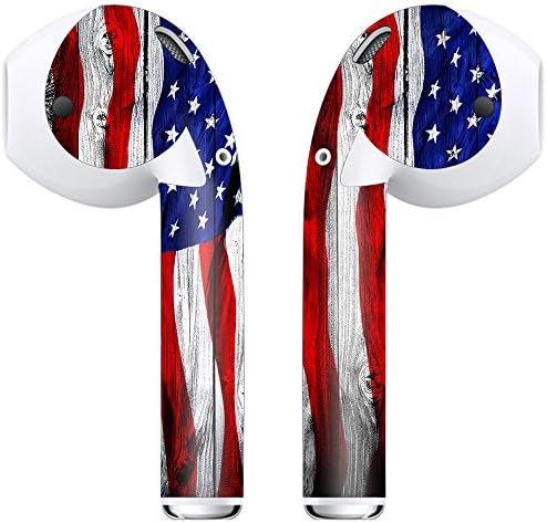 Skin Decal Vinyl Wrap for Apple Airpod Airpods (includes 2 Sets) earbuds stickers skins cover/ American Flag on Wood