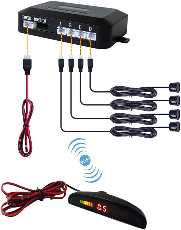 22mm parking sensor kit reverse backup radar sound alarm indication detection system 4 sensor buzzer 12V,orange