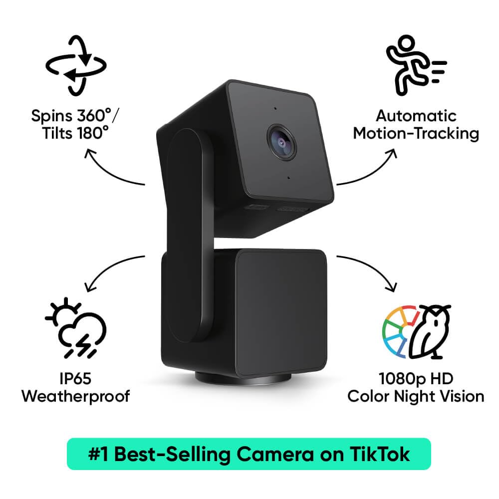 WYZE Cam Pan v3 Indoor/Outdoor IP65 1080P 360° Pan/Tilt/Zoom WiFi Smart Home Security Camera, Motion Tracking for Baby/Pet, Color Night Vision, Works with Alexa&Google Assistant, Free Expert Setup