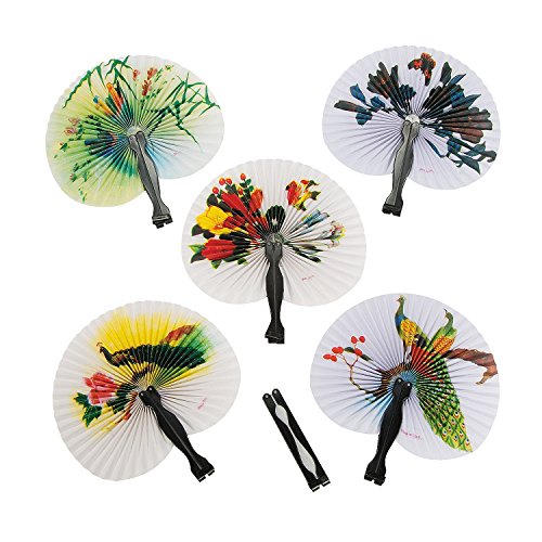 Fun express mini oriental folding fans - 12 pieces