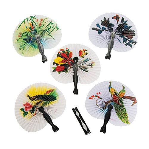 Fun Express Mini Oriental Folding Fans - 12 Pieces