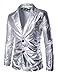 ZEROYAA Mens Slim Fit Shiny Metallic Two Button Suit Jacket/Night Club Blazer