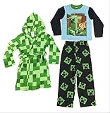 AME Minecraft Little & Big Boys Fleece Robe and Pajama Set
