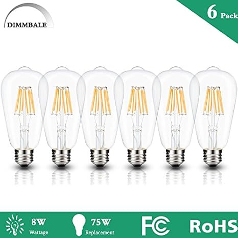8w Dimmable Led Bulb St21 St64 Vintage Glass Cover E26 Base