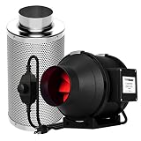 VIVOSUN 4 Inch 190 CFM Inline Duct Fan with 4 Inch Carbon Filter Odor Control with Australia Virgin Charcoal