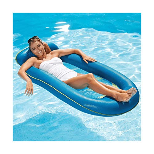Aqua Leisure 2 Pack, Ultra Comfort Water Pool Lounger, X-Large with Foot/Headrest & Deluxe Pool Chair, Blue Waves