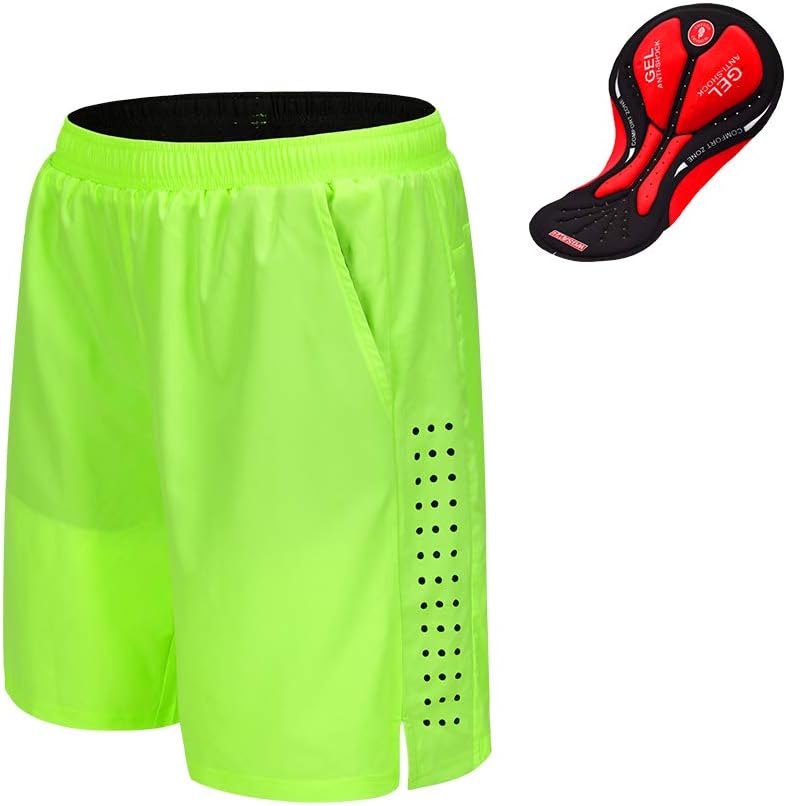 WOSAWE Men's MTB Cycling Padded Shorts Silicone Gel Padded Mesh Liner Bike Shorts