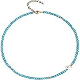 Aliyoham Turquoise Gemstone Pearl Beaded Choker for Women, Stainless Steel Handmade Strand Boho Jewelry