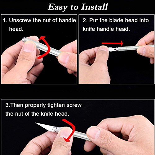 COMIART Precision Cutter Utility and Hobby Knife, 1 Pcs Solid Metal Craft Pen Knife with 36 Pcs Premium Grade Blades for Art, Hobby, Sculpture, Scrapbooking, Fine Point, Repair DTY - Thumbnail 3