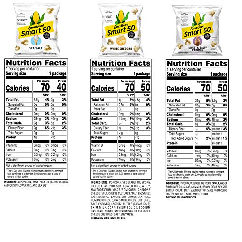 Smart50 Popcorn Variety Pack,Gluten Free Popcorn, 50 calories per cup