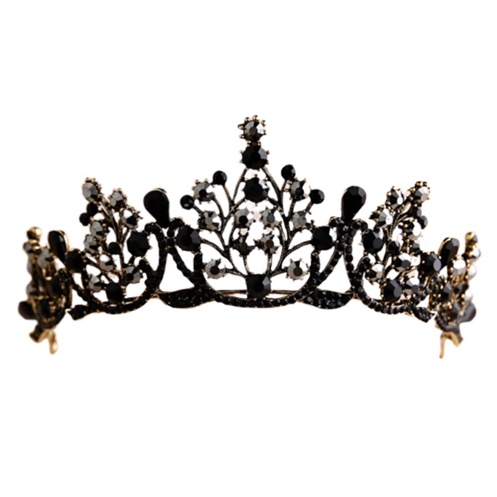 Lurrose Luxury Baroque Crystal Crown Retro Crown for Women Wedding Hair Accessory