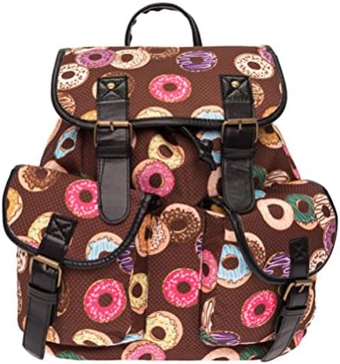 3D Printed Colored Doughnut PU Strap Backpack for Hiking Sports Traveling