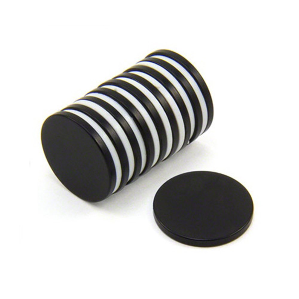 Black Epoxy Coated N42 Neodymium Magnet for Arts, Crafts, Model Making, DIY, Hobbies, Office, and Home - 20mm dia x 2mm thick 2.6kg Pull - Pack of 10