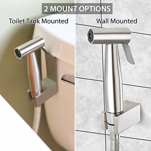 SmarterFresh SF-B80H Held, Premium Brass Diaper Shattaf-Complete Set Shower, Hand Bidet Toilet Attachment Sprayer, Silver