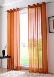 Terracotta Rod Pocket Voile Net Curtain 59 X 90 Amazon Co Uk