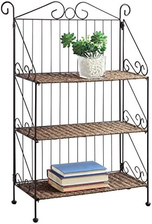 Michael Anthony Farmington 3 Tier Folding Weave/Black Iron Shelf