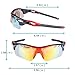 Polarized Sports Sunglasses, Poshei P01 Outdoor Sun Glasses with 5 Interchangeable Lenses for Men Women Baseball Cycling Fishing Golf (Red&Grey)