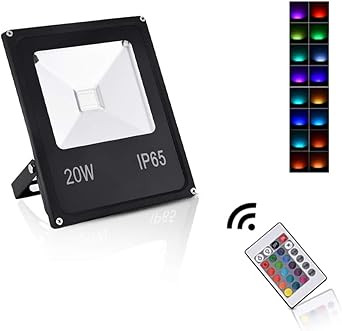 Sararoom 20W Foco LED RGB,IP65 focos led exterior,16 Colores ...