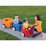 Step2 Push Wagons for Toddlers with Long Handle, Seat Belts and Molded-in Drink Holder - Durable Plastic Lightweight Ride-On Car Toys - Kids Choo Choo Train and Trailer Combo with Storage