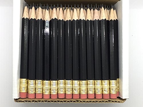 Half Pencils with Eraser - Golf, Classroom, Pew - Hexagon, Sharpened, #2 Pencil, Color - Black , Box of 72