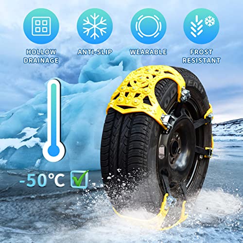 Buyplus Upgraded Snow Chains for Cars, 6Pcs Emergency Anti Slip Tire