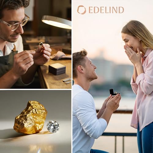EDELIND 18k Gold Ladies Engagement Ring - 0.05-1 Ct GIA Certified Real Diamond 750 Yellow Gold - With Gift Box - Love Symbol
