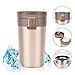 Stainless Steel Insulated Travel Coffee Mug, Rainbrace Double Wall Insulated Coffee Mug Travel Mug Cup Water Bottle Wide Mouth With One Hand Flip Lid 300 ml/10 oz Keep Hot or Cold for Hours(Gold)